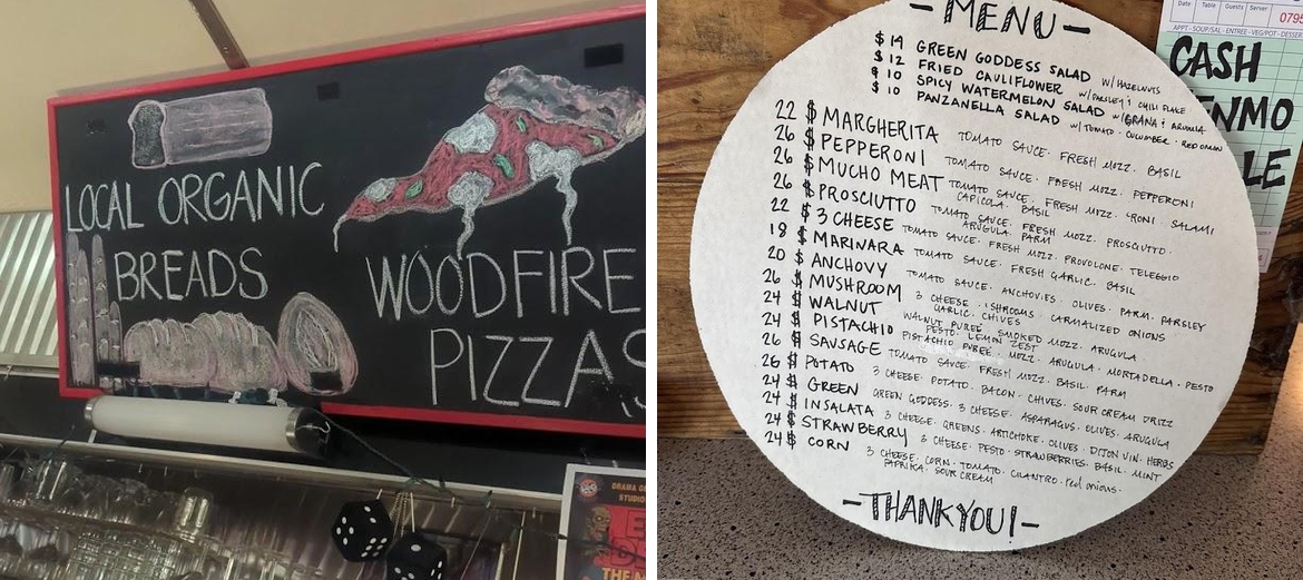 Emily's Hearth Menu