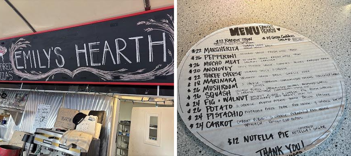 Emily's Hearth Menu